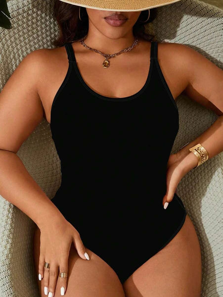 PLUS SIZE Kait One Piece Swimsuit - Black-Women Plus Beachwear- Boheme Junction