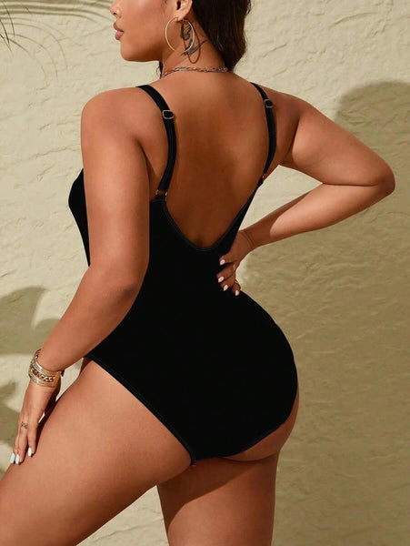 PLUS SIZE Kait One Piece Swimsuit - Black-Women Plus Beachwear- Boheme Junction