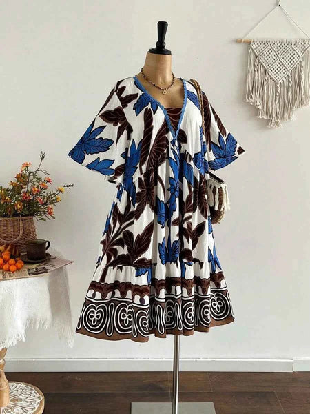 PLUS SIZE Kalea Midi Dress - Blue-Plus Size Dresses- Boheme Junction
