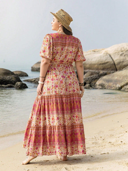 PLUS SIZE Lourdes Maxi Dress - Pink-Plus Size Dresses- Boheme Junction