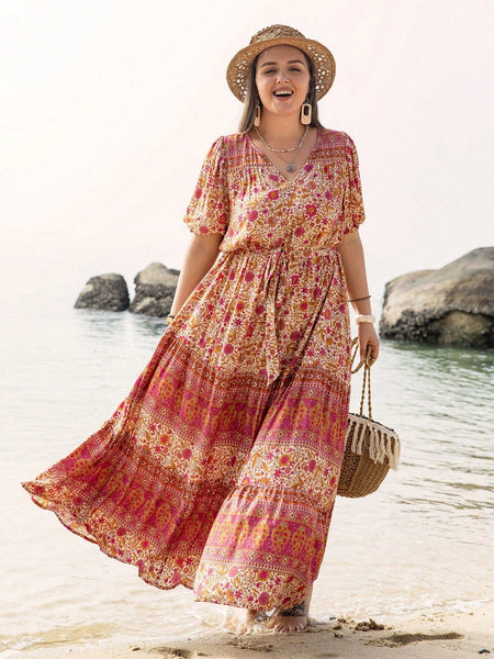 PLUS SIZE Lourdes Maxi Dress - Pink-Plus Size Dresses- Boheme Junction