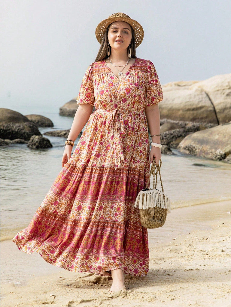PLUS SIZE Lourdes Maxi Dress - Pink-Plus Size Dresses- Boheme Junction