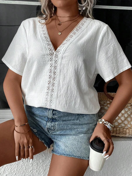 PLUS SIZE Millie Top - White-Plus Size Tops- Boheme Junction