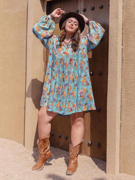 PLUS SIZE Molly Mini Dress - Sky Blue-Plus Size Dresses- Boheme Junction