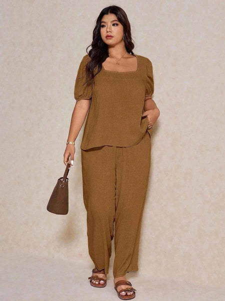 PLUS SIZE Novo Pant & Top Set - Ginger-Plus Size Co-Ords- Boheme Junction