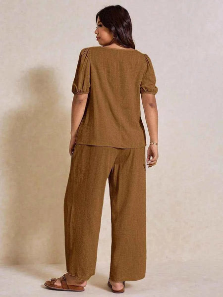 PLUS SIZE Novo Pant & Top Set - Ginger-Plus Size Co-Ords- Boheme Junction