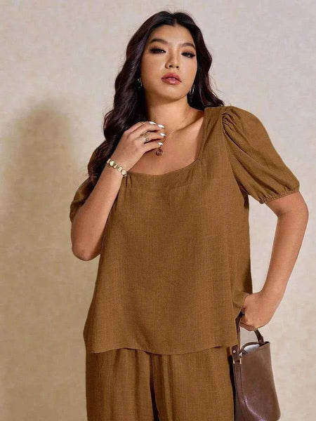 PLUS SIZE Novo Pant & Top Set - Ginger-Plus Size Co-Ords- Boheme Junction