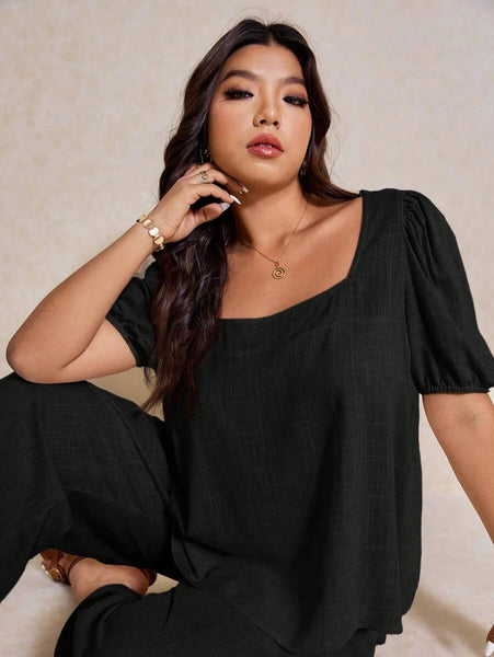 boheme junction Plus Size Co-Ords PLUS SIZE Novo Pants & Top Set - Black