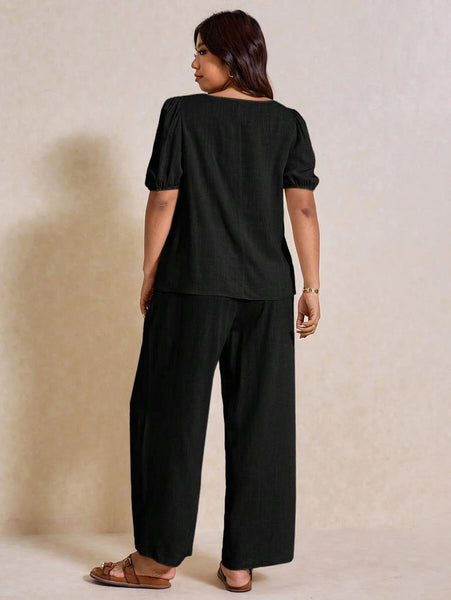 boheme junction Plus Size Co-Ords PLUS SIZE Novo Pants & Top Set - Black