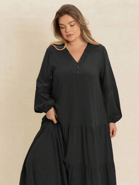 PLUS SIZE Nyles Maxi Dress - Black-Plus Size Dresses- Boheme Junction