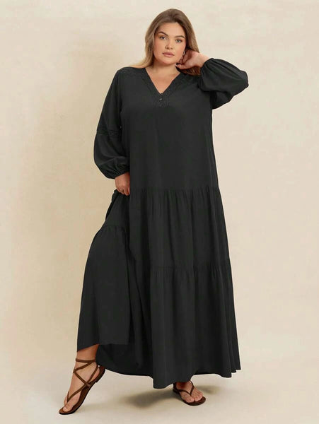 PLUS SIZE Nyles Maxi Dress - Black-Plus Size Dresses- Boheme Junction
