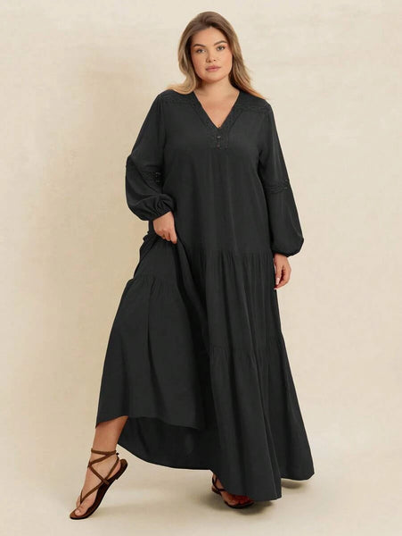 PLUS SIZE Nyles Maxi Dress - Black-Plus Size Dresses- Boheme Junction