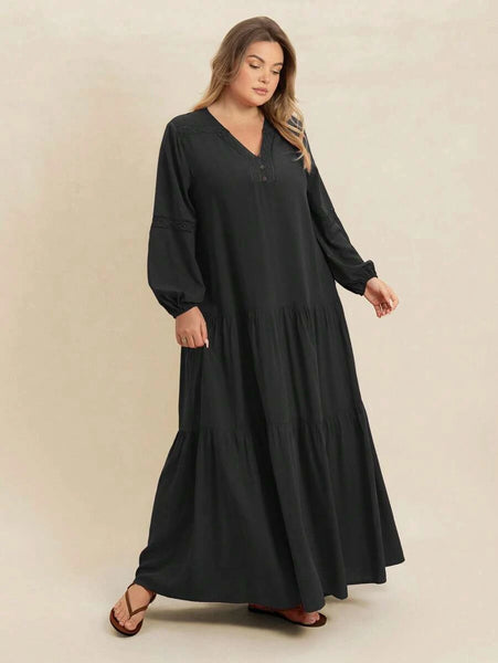 PLUS SIZE Nyles Maxi Dress - Black-Plus Size Dresses- Boheme Junction