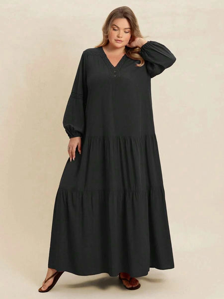 PLUS SIZE Nyles Maxi Dress - Black-Plus Size Dresses- Boheme Junction
