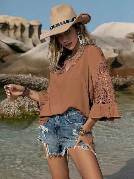 PLUS SIZE Olivia Top - Brown-Plus Size Tops- Boheme Junction