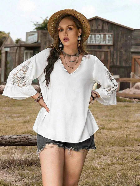 PLUS SIZE Olivia Top - White-Plus Size Tops- Boheme Junction