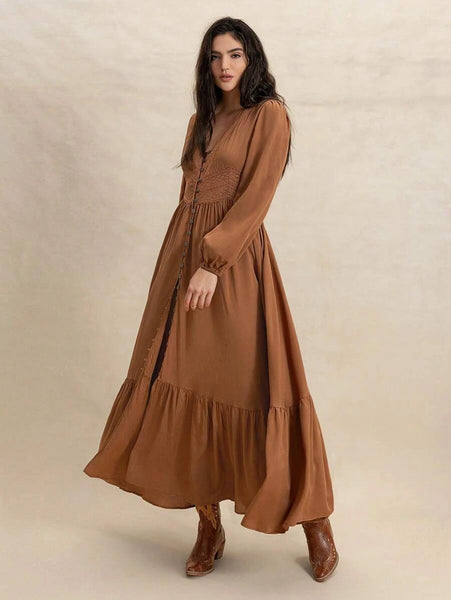 PLUS SIZE Paris Maxi Dress - Tan-Plus Size Dresses- Boheme Junction