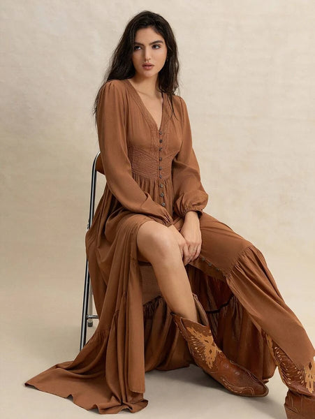 PLUS SIZE Paris Maxi Dress - Tan-Plus Size Dresses- Boheme Junction