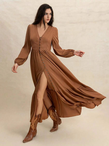 PLUS SIZE Paris Maxi Dress - Tan-Plus Size Dresses- Boheme Junction