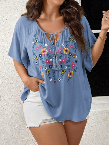 BOHEME JUNCTION Plus Size Blouses PLUS SIZE Tayla Top - Blue