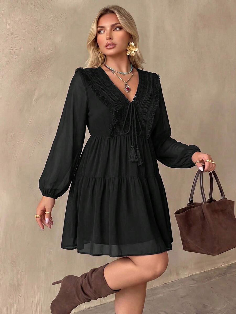 PLUS SIZE Tyler Mini Dress - Black-Plus Size Dresses- Boheme Junction