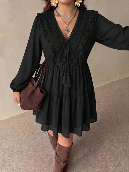 PLUS SIZE Tyler Mini Dress - Black-Plus Size Dresses- Boheme Junction