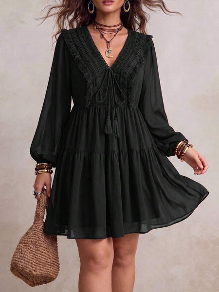 PLUS SIZE Tyler Mini Dress - Black-Plus Size Dresses- Boheme Junction