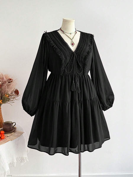 PLUS SIZE Tyler Mini Dress - Black-Plus Size Dresses- Boheme Junction