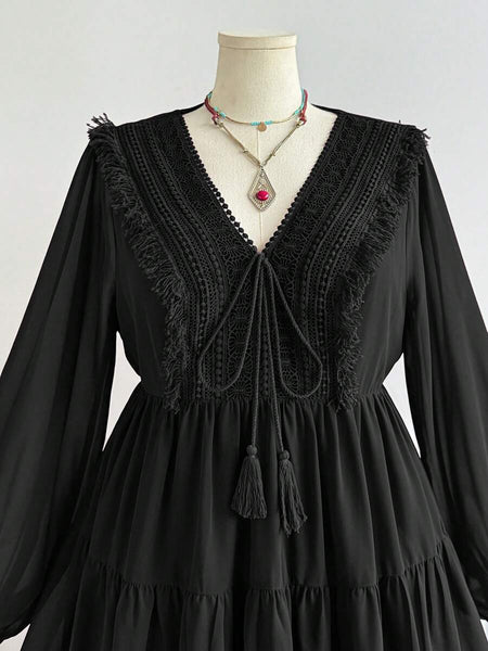 PLUS SIZE Tyler Mini Dress - Black-Plus Size Dresses- Boheme Junction