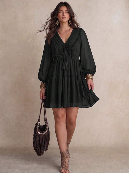 PLUS SIZE Tyler Mini Dress - Black-Plus Size Dresses- Boheme Junction