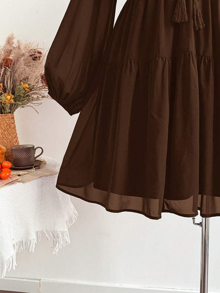 PLUS SIZE Tyler Mini Dress - Brown-Plus Size Dresses- Boheme Junction