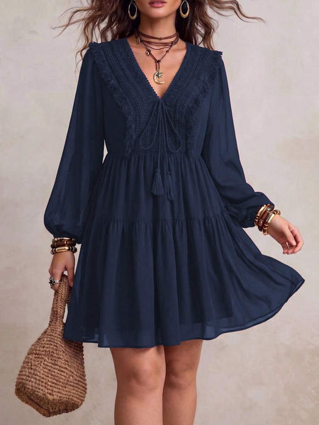 PLUS SIZE Tyler Mini Dress - Navy-Plus Size Dresses- Boheme Junction