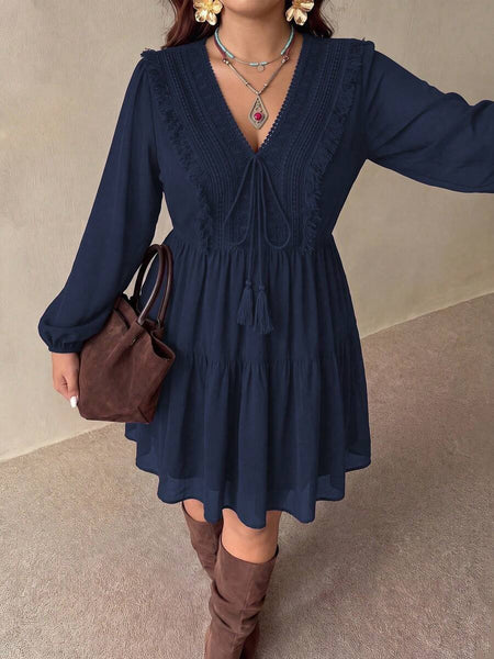 PLUS SIZE Tyler Mini Dress - Navy-Plus Size Dresses- Boheme Junction