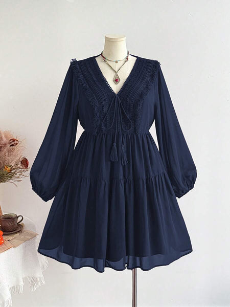 PLUS SIZE Tyler Mini Dress - Navy-Plus Size Dresses- Boheme Junction