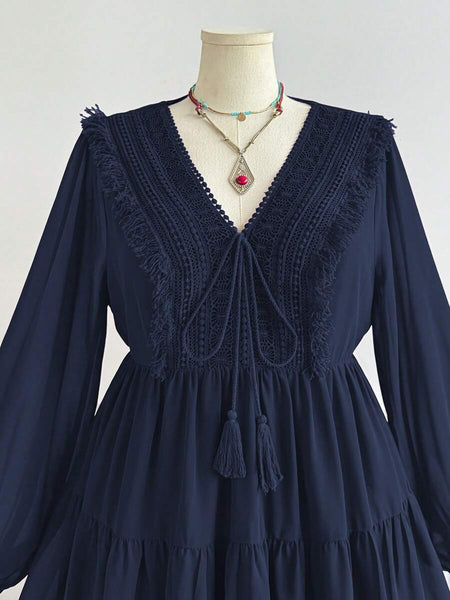 PLUS SIZE Tyler Mini Dress - Navy-Plus Size Dresses- Boheme Junction