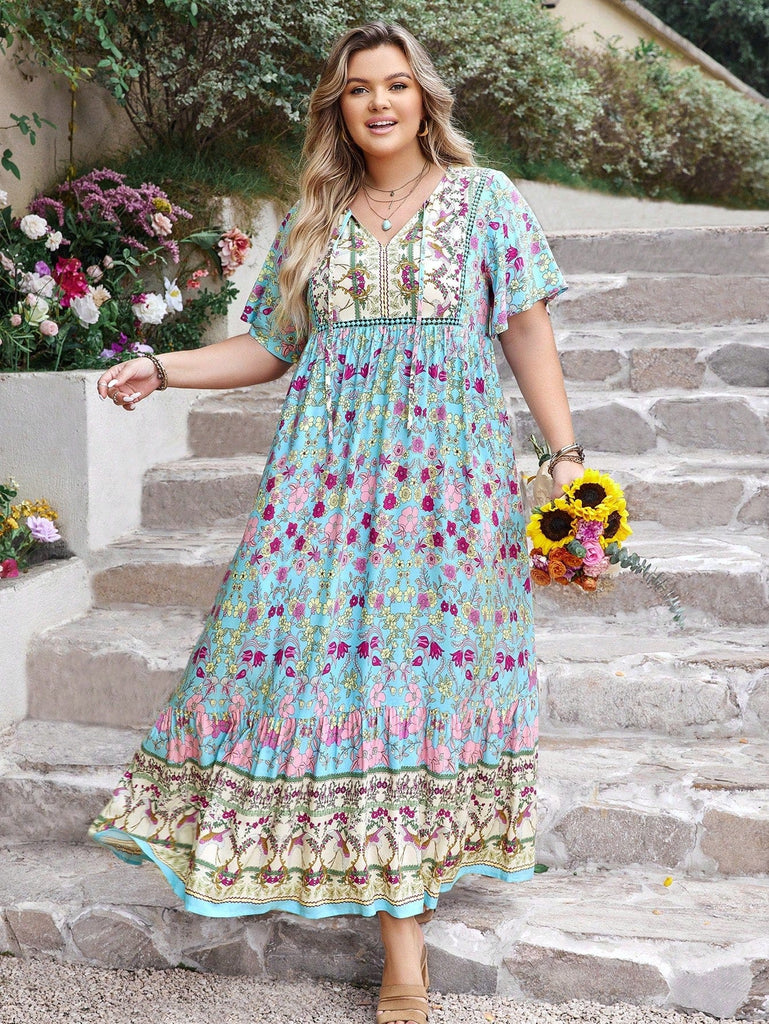 PLUS SIZE Victoria Maxi Dress - Blue-Plus Size Dresses- Boheme Junction