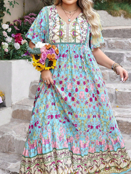 PLUS SIZE Victoria Maxi Dress - Blue-Plus Size Dresses- Boheme Junction