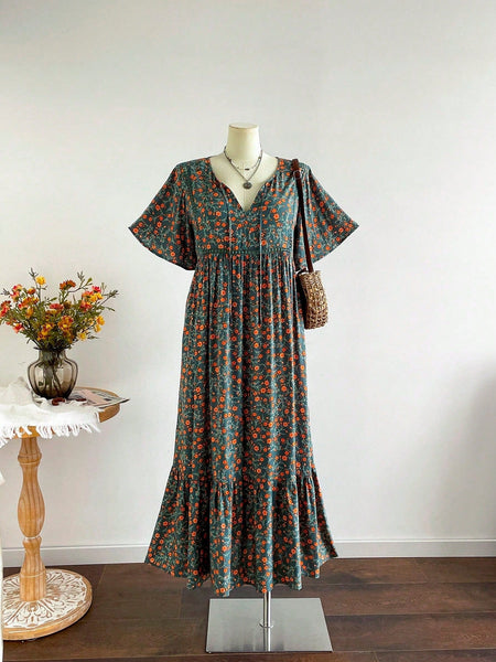 PLUS SIZE Victoria Maxi Dress - Dark Green-Plus Size Dresses- Boheme Junction