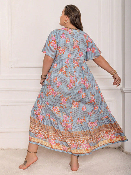 PLUS SIZE Victoria Maxi Dress - Dusty Blue | LAST SIZES-Plus Size Dresses- Boheme Junction