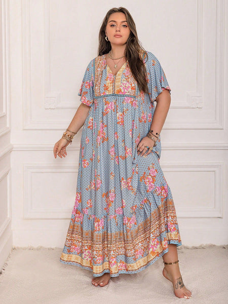 PLUS SIZE Victoria Maxi Dress - Dusty Blue | LAST SIZES-Plus Size Dresses- Boheme Junction