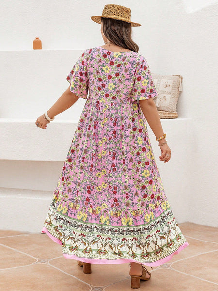 PLUS SIZE Victoria Maxi Dress - Pink-Plus Size Dresses- Boheme Junction