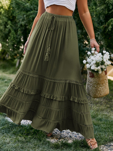 PLUS SIZE Yoko Maxi Skirt - Olive-Plus Size Skirts- Boheme Junction