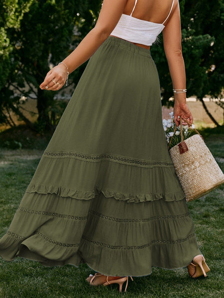 PLUS SIZE Yoko Maxi Skirt - Olive-Plus Size Skirts- Boheme Junction