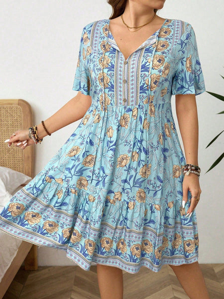 BOHEME JUNCTION Plus Size Dresses PLUS SIZE Zarah Mini Dress - Blue