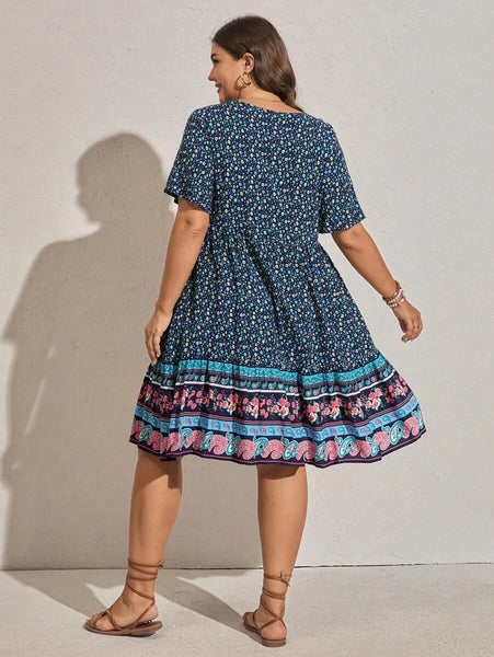 PLUS SIZE Zarah Mini Dress - Navy-Plus Size Dresses- Boheme Junction