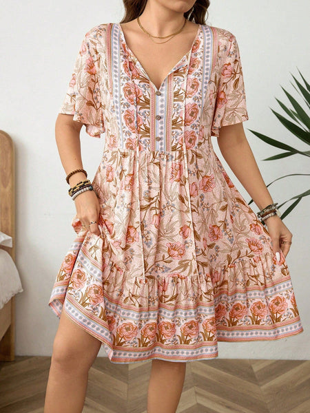 PLUS SIZE Zelda Maxi Dress - Peach-Plus Size Dresses- Boheme Junction