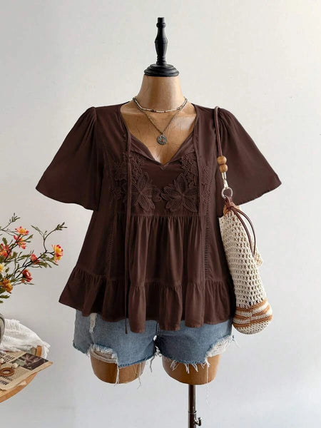 Boheme Junction Plus Size Tops PLUS SIZE Zia Top - Brown