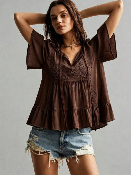 Boheme Junction Plus Size Tops PLUS SIZE Zia Top - Brown