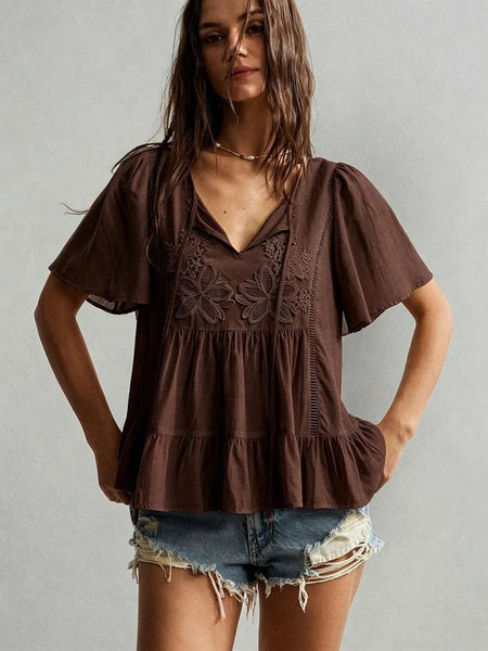 Boheme Junction Plus Size Tops PLUS SIZE Zia Top - Brown