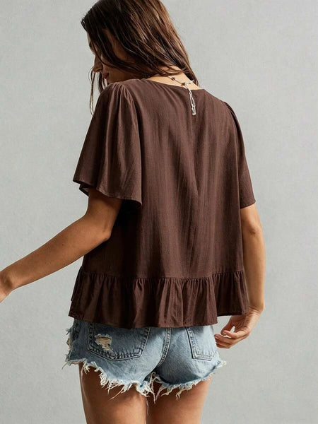Boheme Junction Plus Size Tops PLUS SIZE Zia Top - Brown